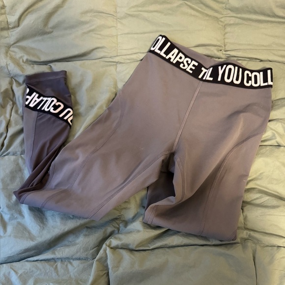 Til You Collapse Gray Athletic Leggings - Picture 1 of 1